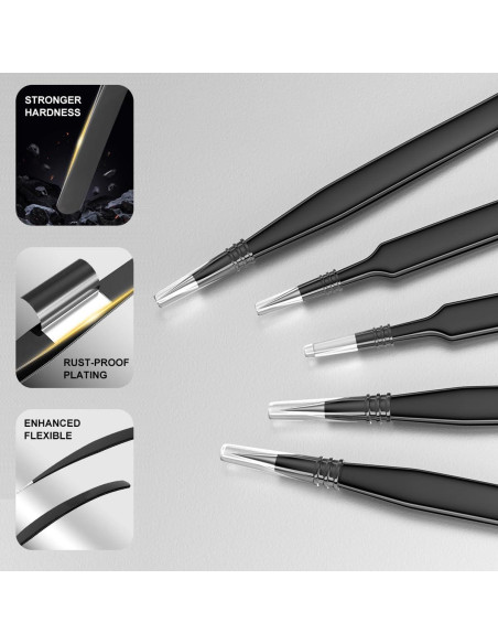 Juego de Pinzas de Precisión Antonki 12 Piezas con Estuche