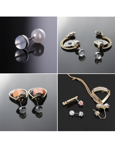 Tapones de goma transparente KMEOSCH para pendientes - 12 Pcs