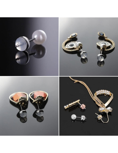 Tapones de goma transparente KMEOSCH para pendientes - 12 Pcs