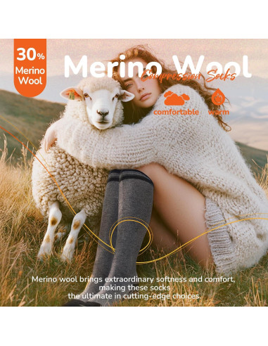Calcetines de Compresión de Lana Merino Sonoran 3 Pares Térmicos