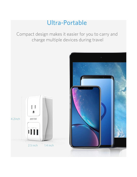 Adaptador de Viaje Internacional BESTEK 3000W con USB-C