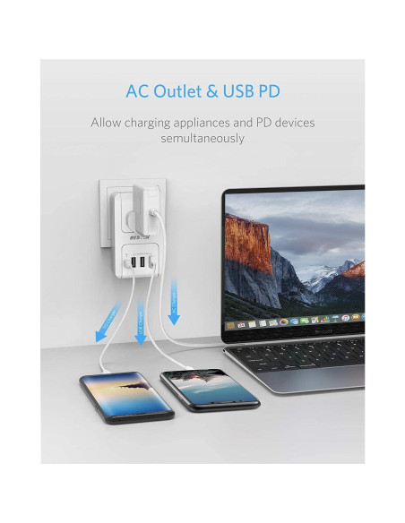 Adaptador de Viaje Internacional BESTEK 3000W con USB-C