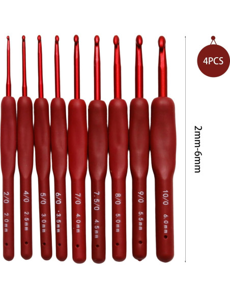 Juego de Ganchillos de Crochet Ergonomicos WINDAWNKE 9 Pcs