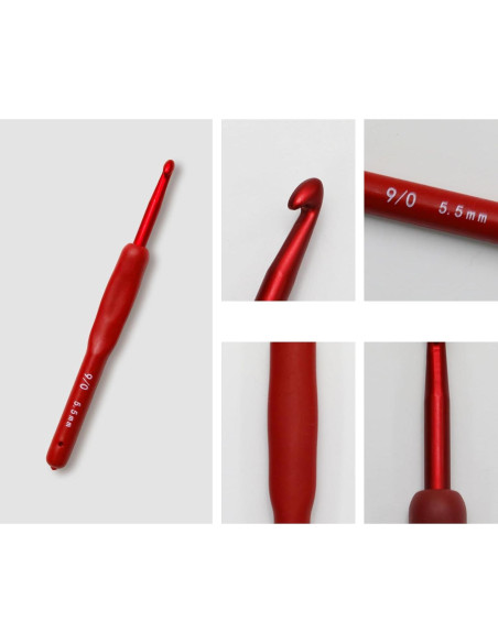 Juego de Ganchillos de Crochet Ergonomicos WINDAWNKE 9 Pcs