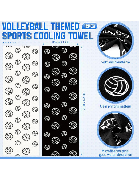 12 Toallas de Enfriamiento FuWeave Microfibra Voleibol 101.6x30.5cm