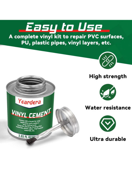 Cemento de Vinilo Yeardera 57.5g - Pegamento Impermeable para PVC