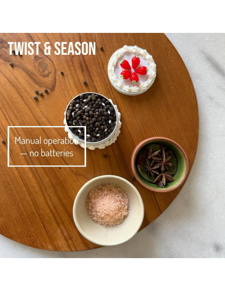 Molino de Especias Manual Gray Oval 6.35 cm Diseño Pastel