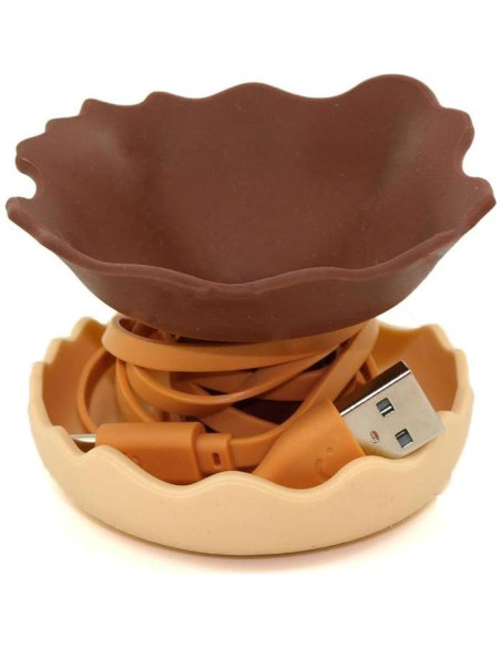 Organizador de Cables USB RealFun Donut Silicona Marrón