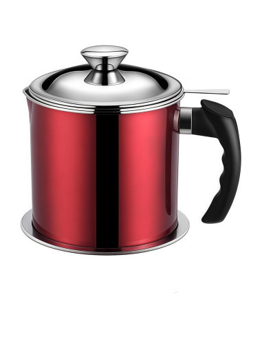 Contenedor de Grasa de Tocino Komost 1.3L Acero Inoxidable Rojo