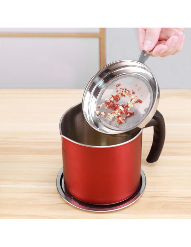 Contenedor de Grasa de Tocino Komost 1.3L Acero Inoxidable Rojo