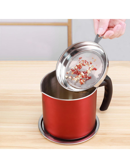 Contenedor de Grasa de Tocino Komost 1.3L Acero Inoxidable Rojo