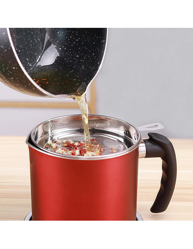 Contenedor de Grasa de Tocino Komost 1.3L Acero Inoxidable Rojo