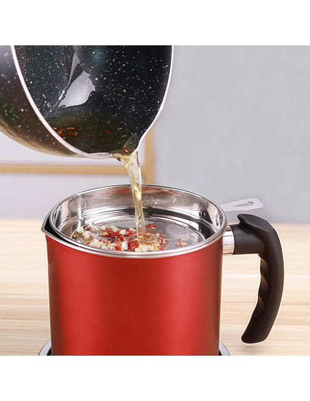 Contenedor de Grasa de Tocino Komost 1.3L Acero Inoxidable Rojo