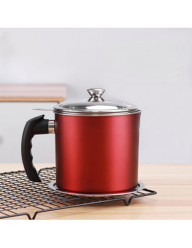 Contenedor de Grasa de Tocino Komost 1.3L Acero Inoxidable Rojo