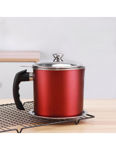 Contenedor de Grasa de Tocino Komost 1.3L Acero Inoxidable Rojo