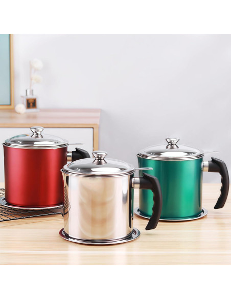 Contenedor de Grasa de Tocino Komost 1.3L Acero Inoxidable Rojo