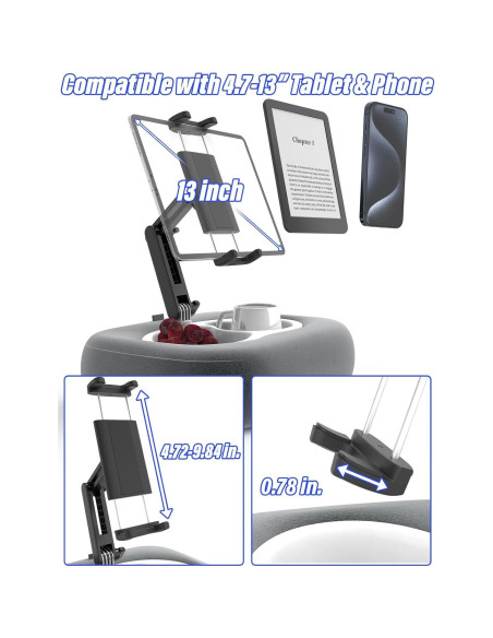 Soporte de Almohada para Tableta LYFICCS 360 Ajustable Gris