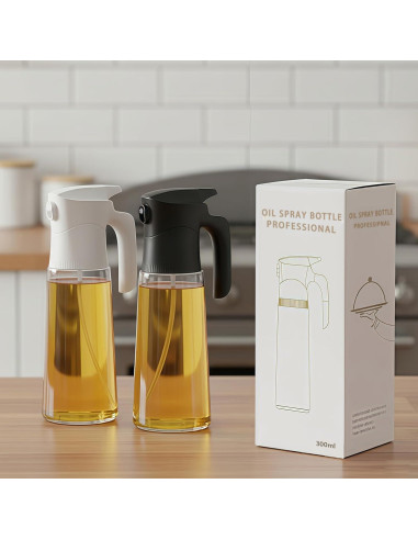 Botella Spray de Aceite de Oliva NYXVAULT 300ml Vidrio Negro
