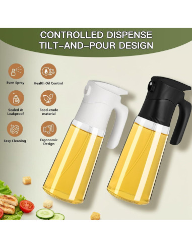 Botella Spray de Aceite de Oliva NYXVAULT 300ml Vidrio Negro