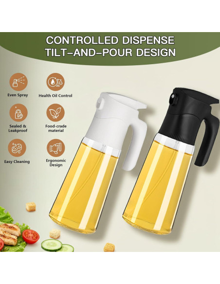 Botella Spray de Aceite de Oliva NYXVAULT 300ml Vidrio Negro