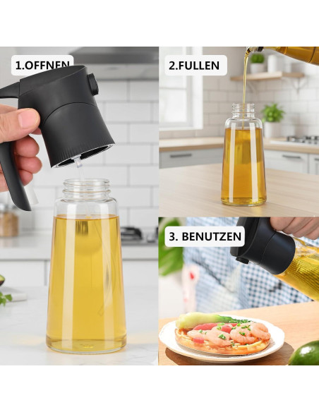 Botella Spray de Aceite de Oliva NYXVAULT 300ml Vidrio Negro