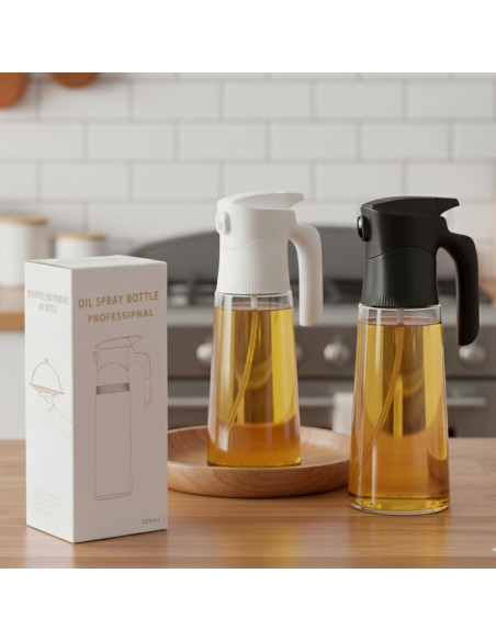 Botella Spray de Aceite de Oliva NYXVAULT 300ml Vidrio Negro