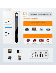 Convertidor de Voltaje 220V a 110V TESSAN con 4 USB 2