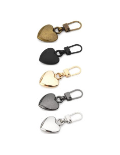 Set de 5 Tiradores de Cremallera Corazón Metal Journey Studio