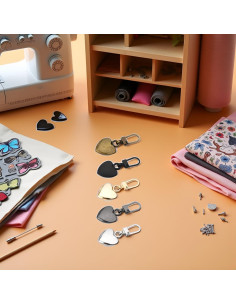 Set de 5 Tiradores de Cremallera Corazón Metal Journey Studio 2