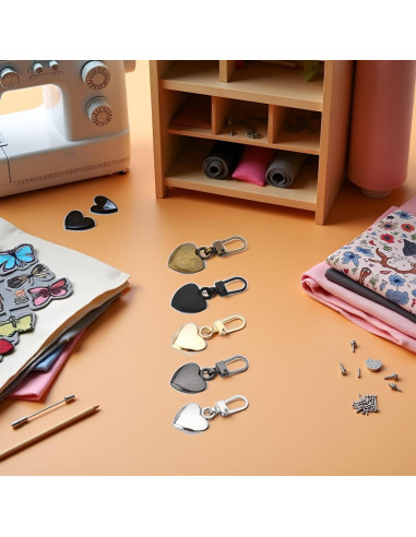 Set de 5 Tiradores de Cremallera Corazón Metal Journey Studio