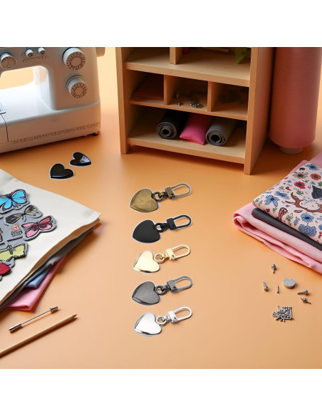 Set de 5 Tiradores de Cremallera Corazón Metal Journey Studio