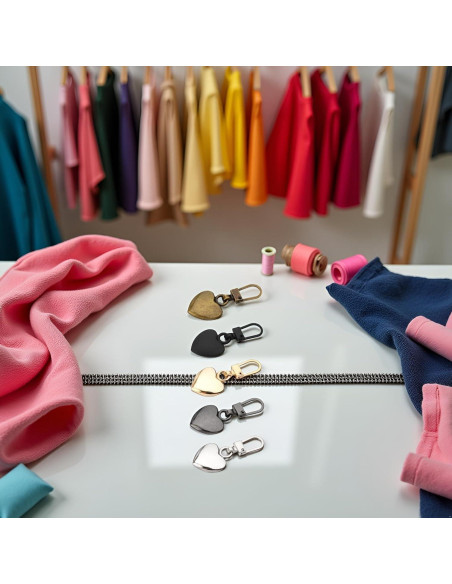 Set de 5 Tiradores de Cremallera Corazón Metal Journey Studio