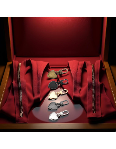 Set de 5 Tiradores de Cremallera Corazón Metal Journey Studio