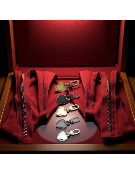 Set de 5 Tiradores de Cremallera Corazón Metal Journey Studio