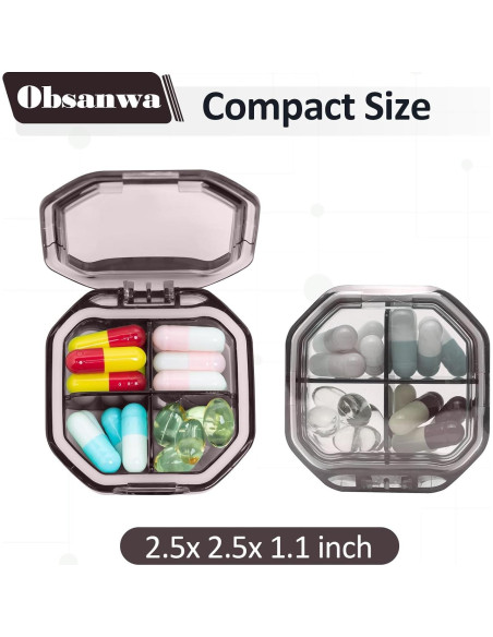 Organizador de Pastillas Portátil Obswanwa Gris 4 Compartimentos