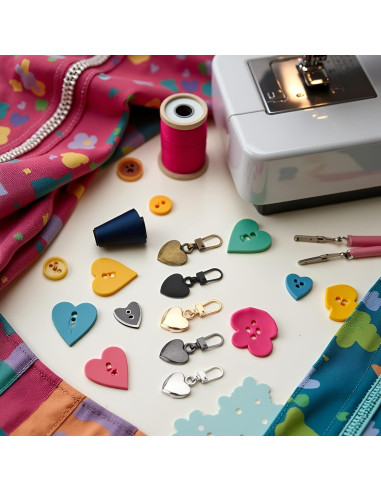 Set de 5 Tiradores de Cremallera Corazón Metal Journey Studio