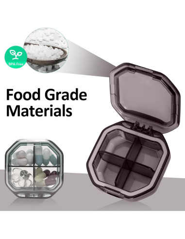 Organizador de Pastillas Portátil Obswanwa Gris 4 Compartimentos