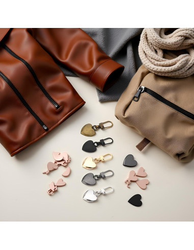 Set de 5 Tiradores de Cremallera Corazón Metal Journey Studio