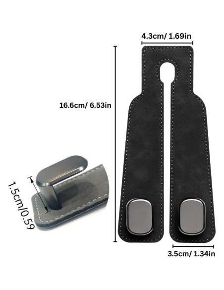 Ganchos para bolso de coche QCGK-11217 - Soporte negro 2 unidades