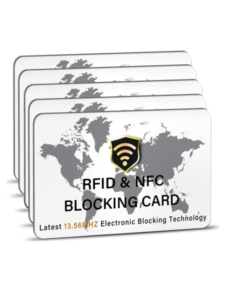 5 Tarjetas de Bloqueo RFID SaiTech IT Mapa Mundial Blanco