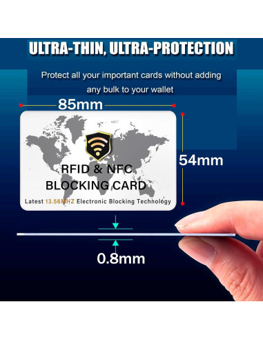 5 Tarjetas de Bloqueo RFID SaiTech IT Mapa Mundial Blanco