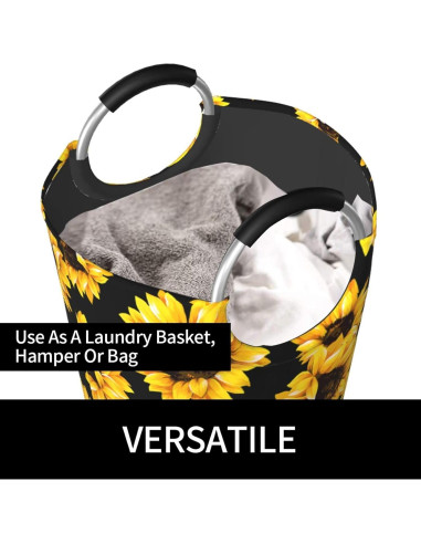 Cesta de Lavandería Plegable YISUMEI 82L Negra con Estampado Floral