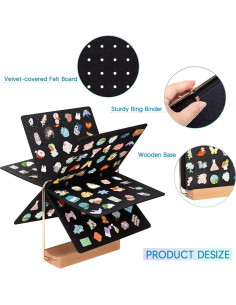 Organizador de Exhibición de Pines PACMAXI - 180+ Pines, Soporte de Madera 2