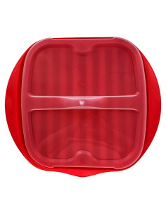 Bandeja para Bacon en Microondas Newkaijian con Tapa Antisalpicaduras