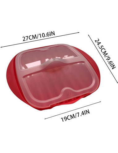 Bandeja para Bacon en Microondas Newkaijian con Tapa Antisalpicaduras