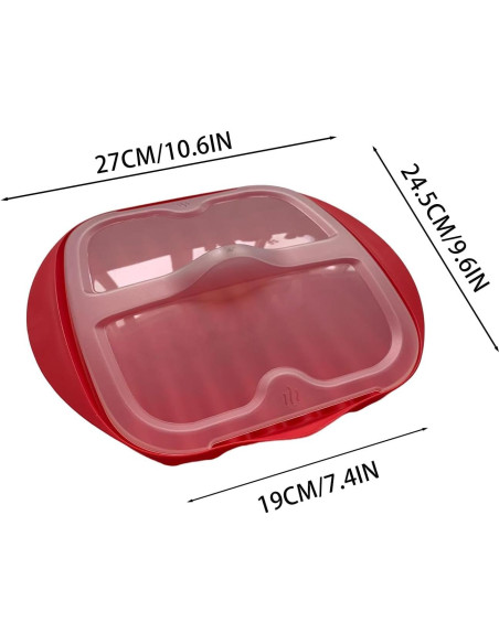 Bandeja para Bacon en Microondas Newkaijian con Tapa Antisalpicaduras