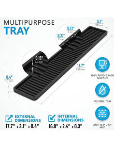 Bandeja de Soporte de Silicona ZAPPOWARE 45.7x7.9cm Negra 2