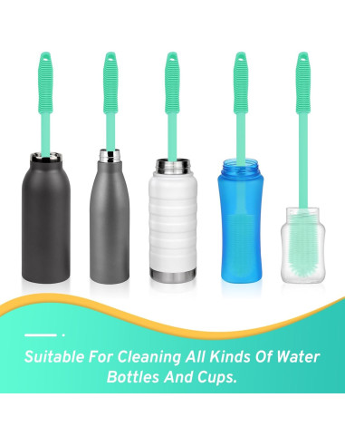 Juego de Cepillos de Silicona WQSS AOEIU para Botellas y Pajitas