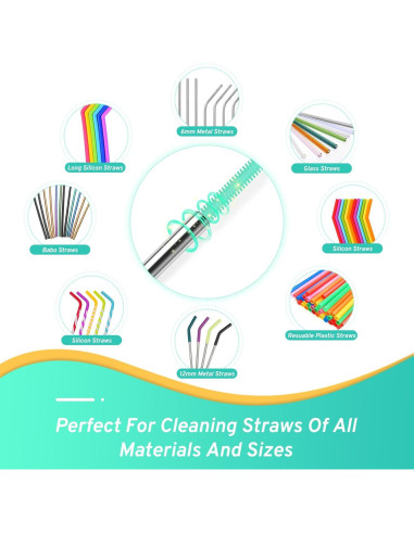 Juego de Cepillos de Silicona WQSS AOEIU para Botellas y Pajitas