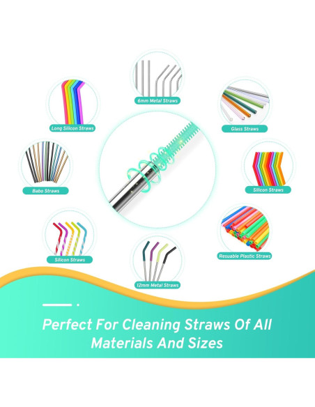 Juego de Cepillos de Silicona WQSS AOEIU para Botellas y Pajitas